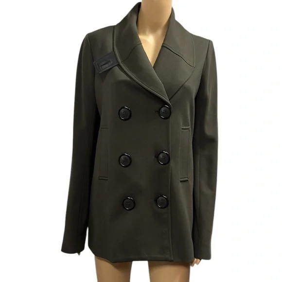 Bailey 44 USA Dark Olive and Black Double Breasted Knit Jacket Womens Medium - Picture 1 of 13